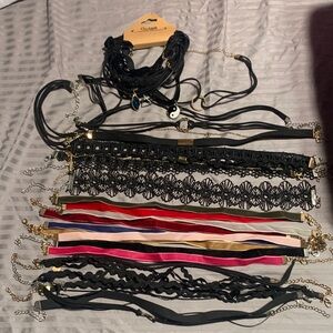 Large lot of Choker Necklace Set with Black and Red Accents